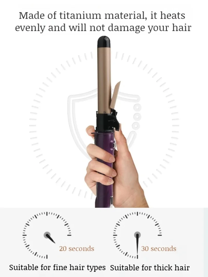 【EU/UK Plug】 Household Fully Automatic Rotating Electric Curling Iron Intelligent Temperature Display Suitable for All Hair Type