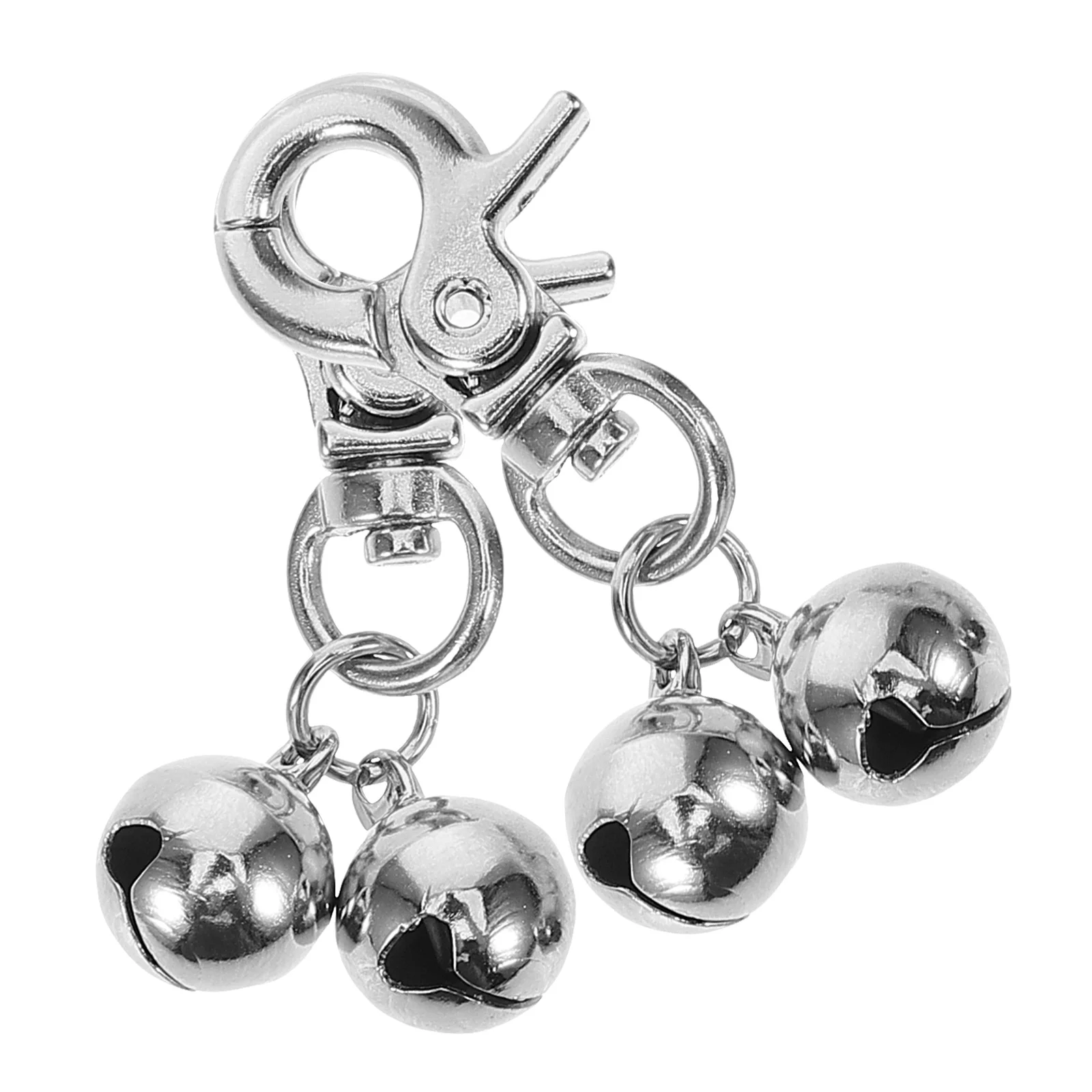 2 Pcs Pet Necklace Bell Stainless Steel Silver Dog Cat Collar Bells 12mm Nickel K22 Buckle Heavy Duty Clip Holiday Gift