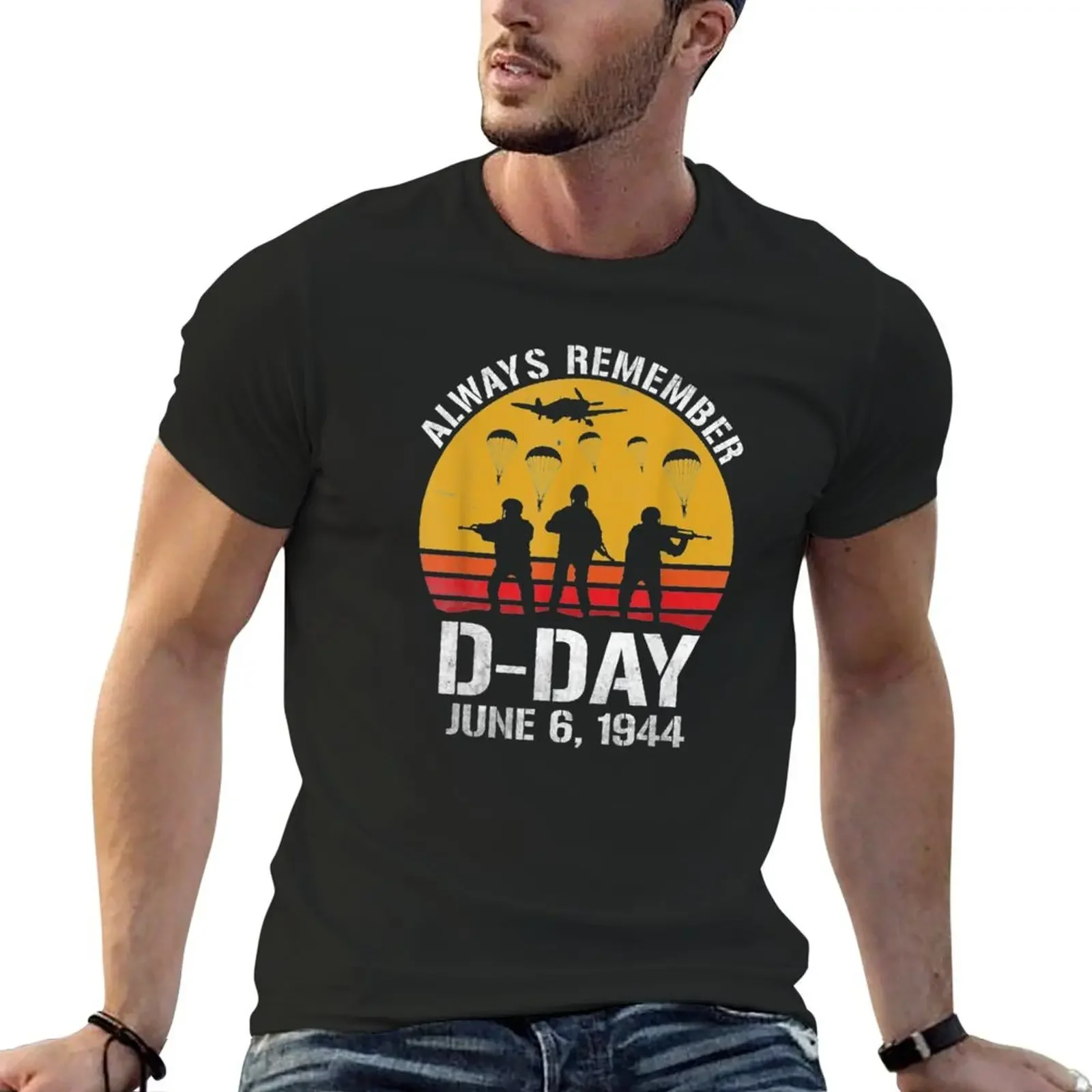 Always Remember D-Day 75th Anniversary Normandy Vintage June 6 1944 T-Shirt anime t shirts cute clothes mens white t shirts