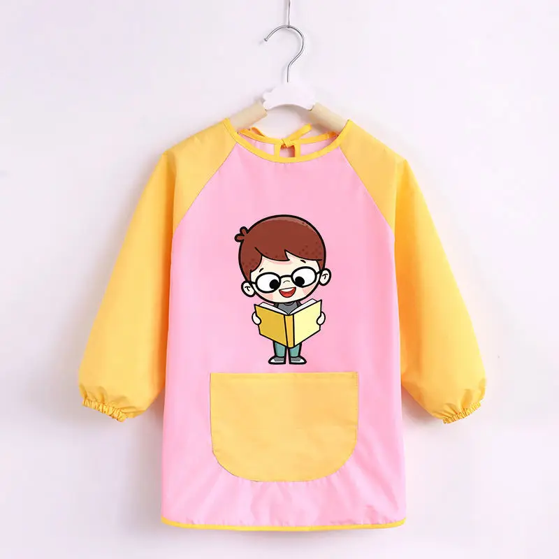 Custom Aprons for Kids Waterproof Long Sleeve Art Painting Smocks with Hood and Pockets for Kindergarten Boys and Girls