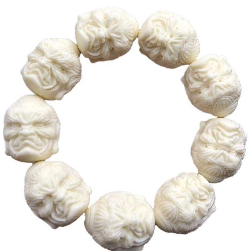 Authentic Ivory Bracelet with Engraved Taoist Texts, Buddhist Bodhi Bead Accessories for Men and Women - view 5