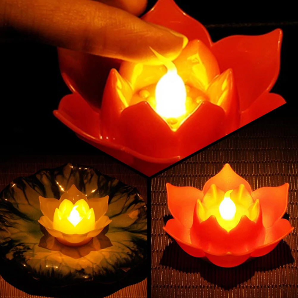 شموع عديمة اللهب امب إن فورمي دي بوجيز الكهربائية Led Flottante Fleurs لوتس Flottantes