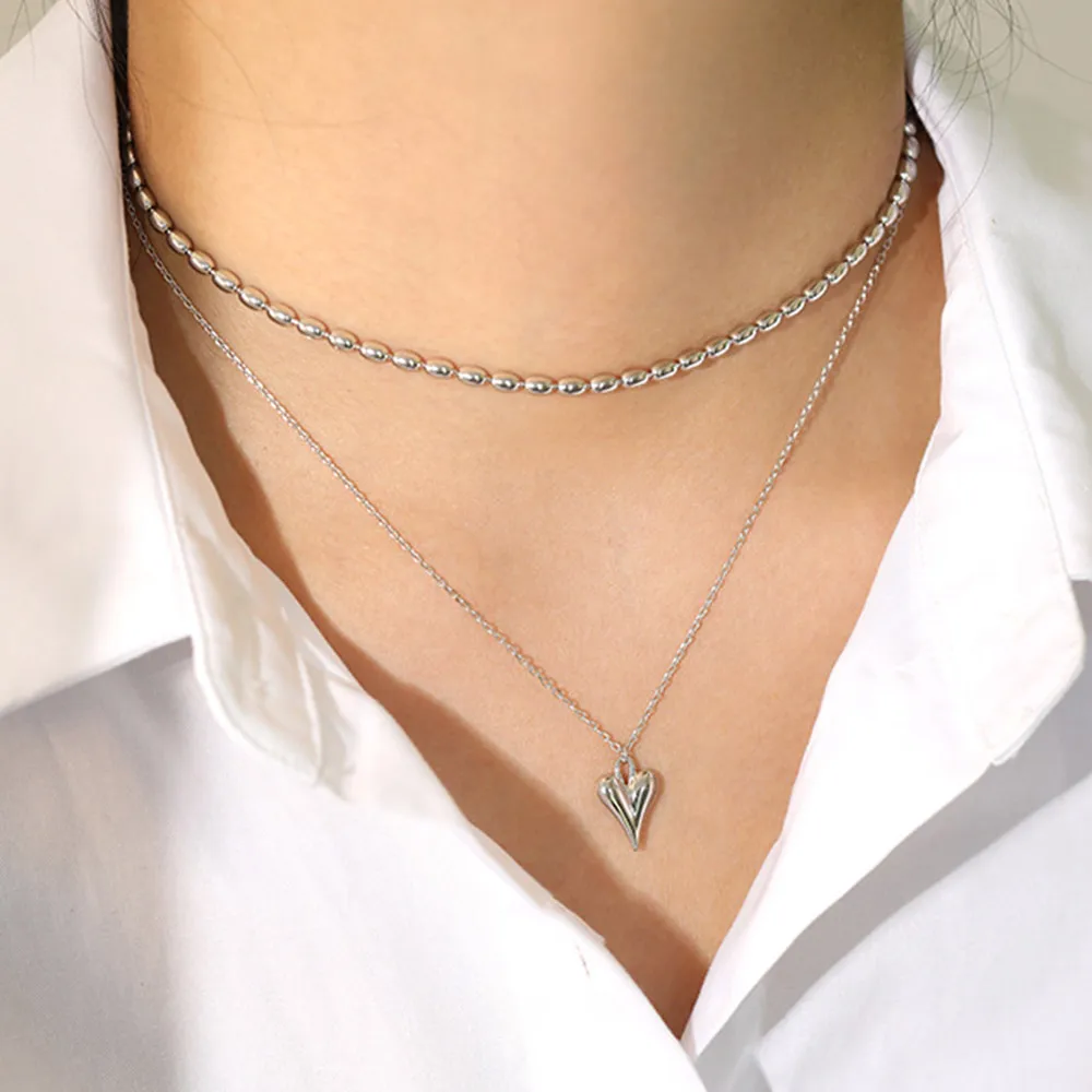 ANDYWEN 925 Sterling Silver Gold Small Heart Pendant Choker Necklace Luxury 2020 Rock Punk Fashion Fine Jewelry Wedding Party
