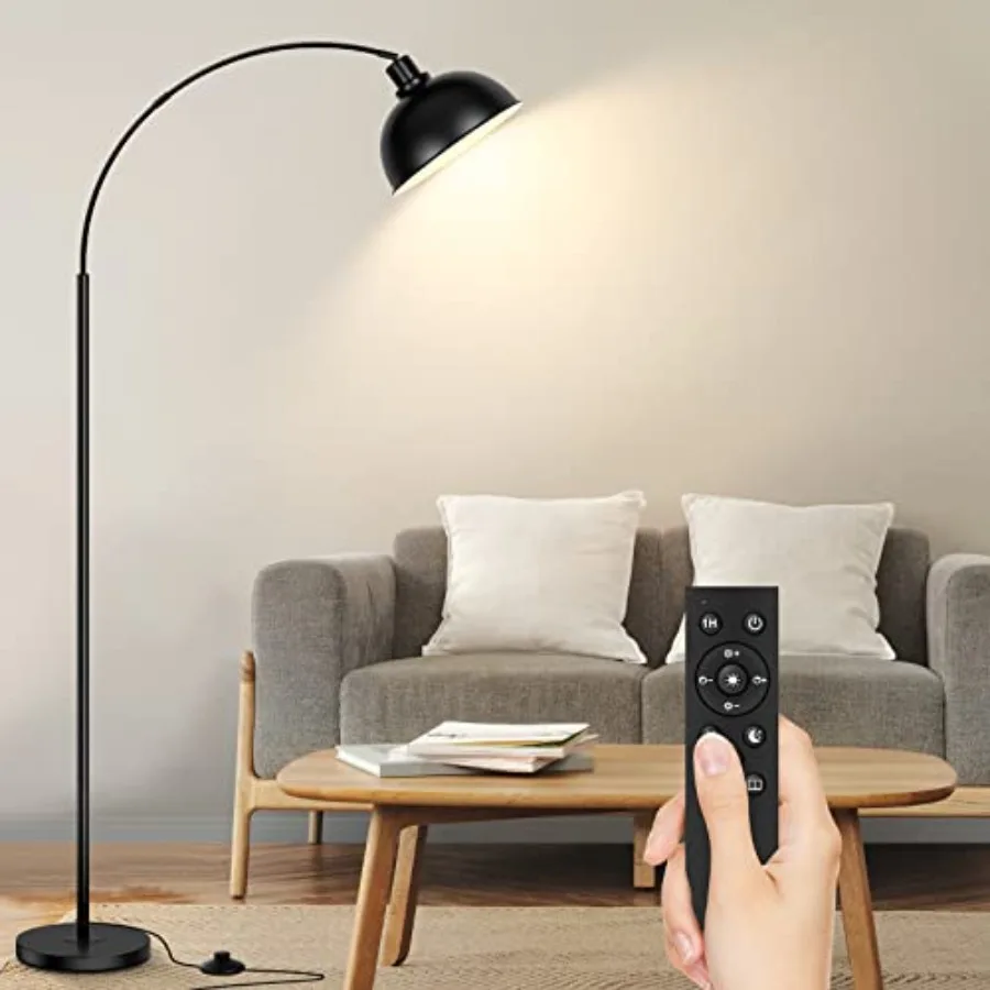 

Arc Floor Lamps for Living Room Modern Tall Standing Lamp Remote Control Stepless Dimmable Floor Lamp with Hanging Dome Shade O