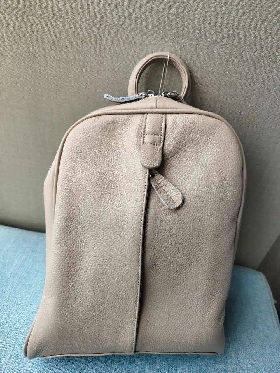 Zency Damen-Rucksack aus 100% Echtleder, Modischer Bronze-Rucksack mit Großer Kapazität und Vielen Taschen, Einfacher Tagesrucksack für die Arbeit – Detail 38