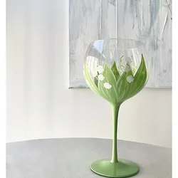 Orchid Goblet Glass Cup Wine Glass Vintage Cocktail Champagne Glass Flower Tea Cup Handmade Water Cup