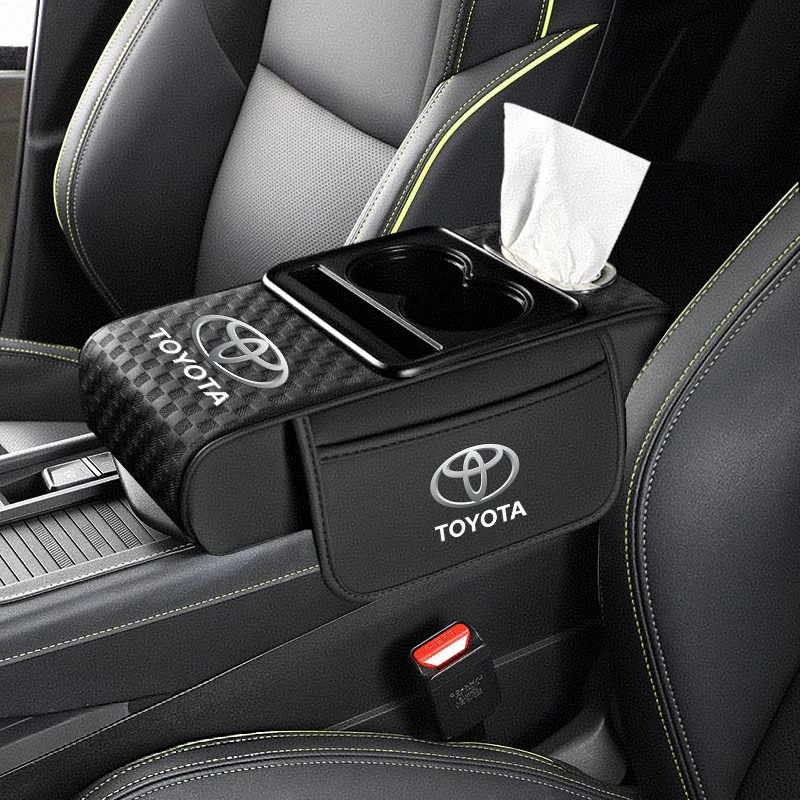 

for Toyota Rav4 CHR Yaris Prius Avensis Corolla Camry Highlander Car Center Console Armrest Cushion With 2 Cup Holder Tissue box