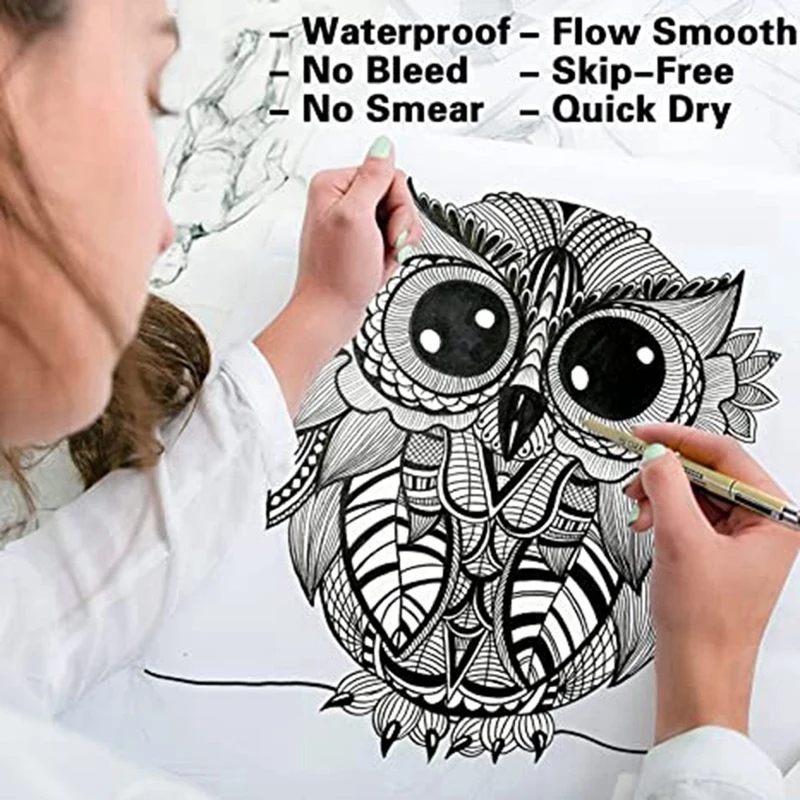 ชุดหมึกกันน้ำลายเส้นสีดำ12ชิ้นชุดอุปกรณ์ศิลปะปากกาวาดภาพระบายสีอะนิเมะ