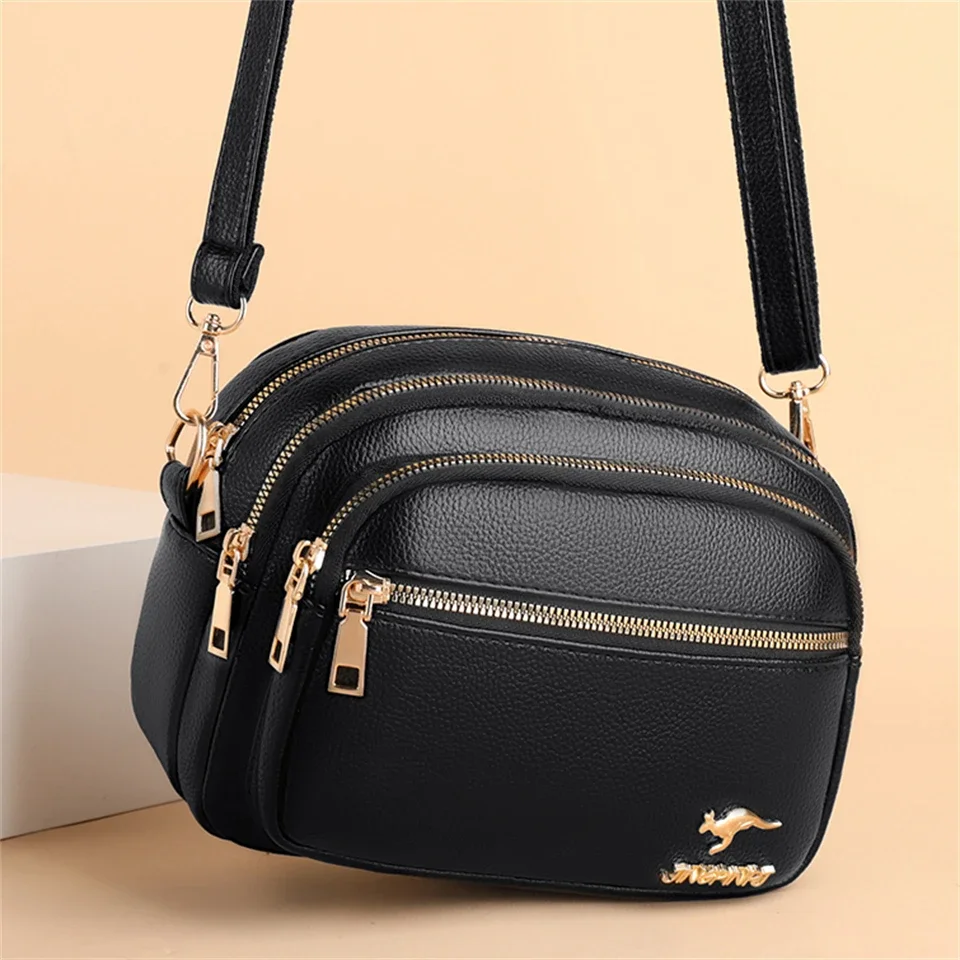 High Quality Soft Leather Purse Fashion Women Shoulder Messenger Bag Multi-pocket Wear-resistant Bag Luxury Ladies Handbag Sac