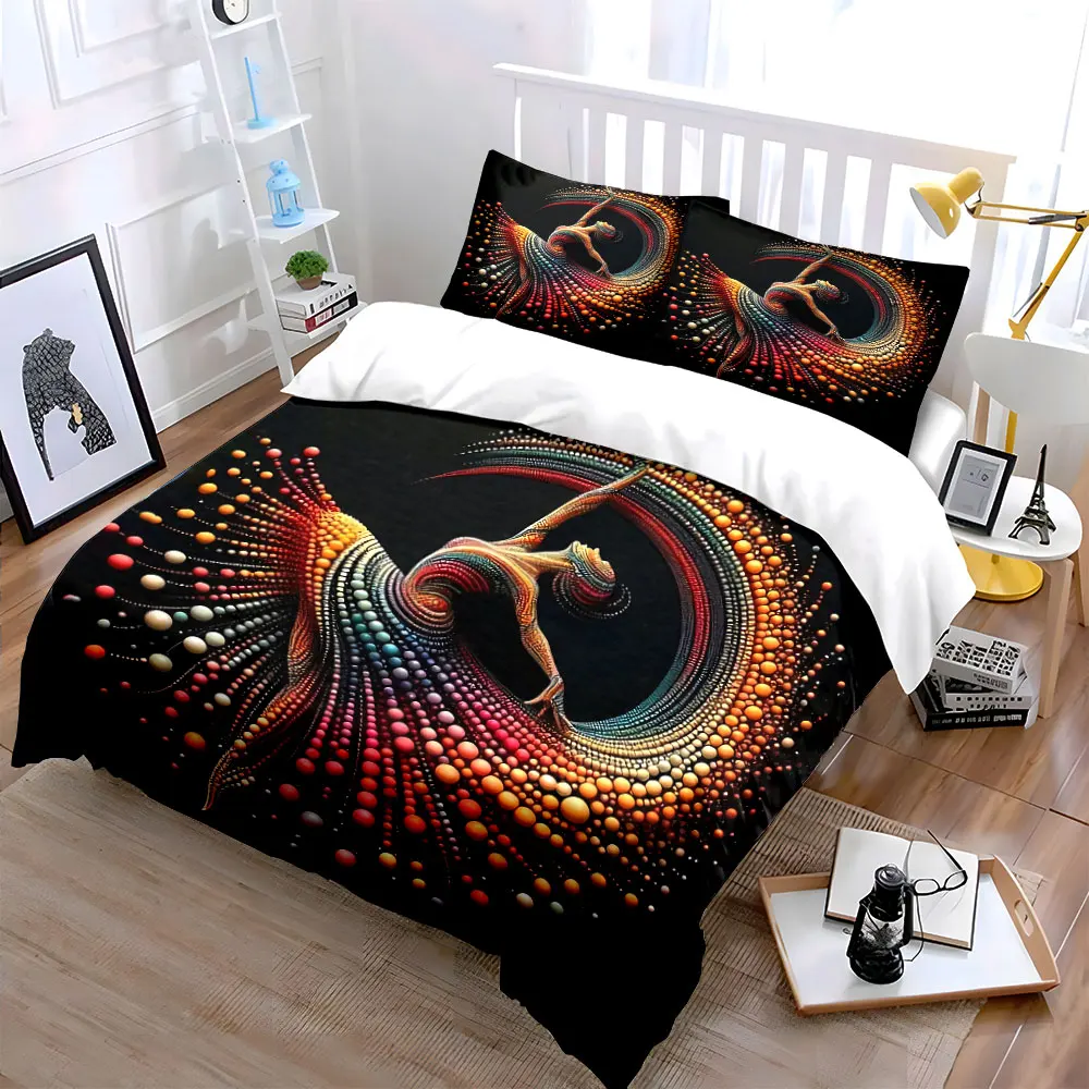 Colorful Artistic Dancer Decor Set Bedding Set with 1 Duvet Cover 2 Pillowcases Single Double King Queen, Gift