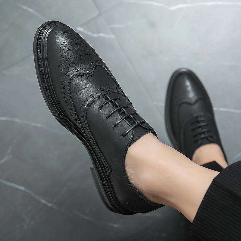 Mannen Echt Koe Lederen Bruiloft Bedrijf Heren Casual Flats Schoenen Luxe Merk Oxford Schoenen Voor Heren Schoenen Platform Schoenen