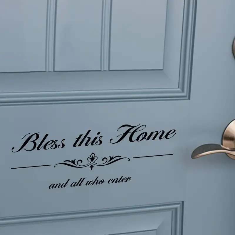 1pc Bless This Home And All Who Enter English Sticker, Vinyl Separated Letters Decal, Wall Quote Sticker, Home Entryway Letterin