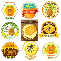 3.5cm/4.5cm Honey Bee Self-Adhesive Sticker with Fresh Natural Thanks Seal Label For Honey Jar Small Business Tag for Marketing