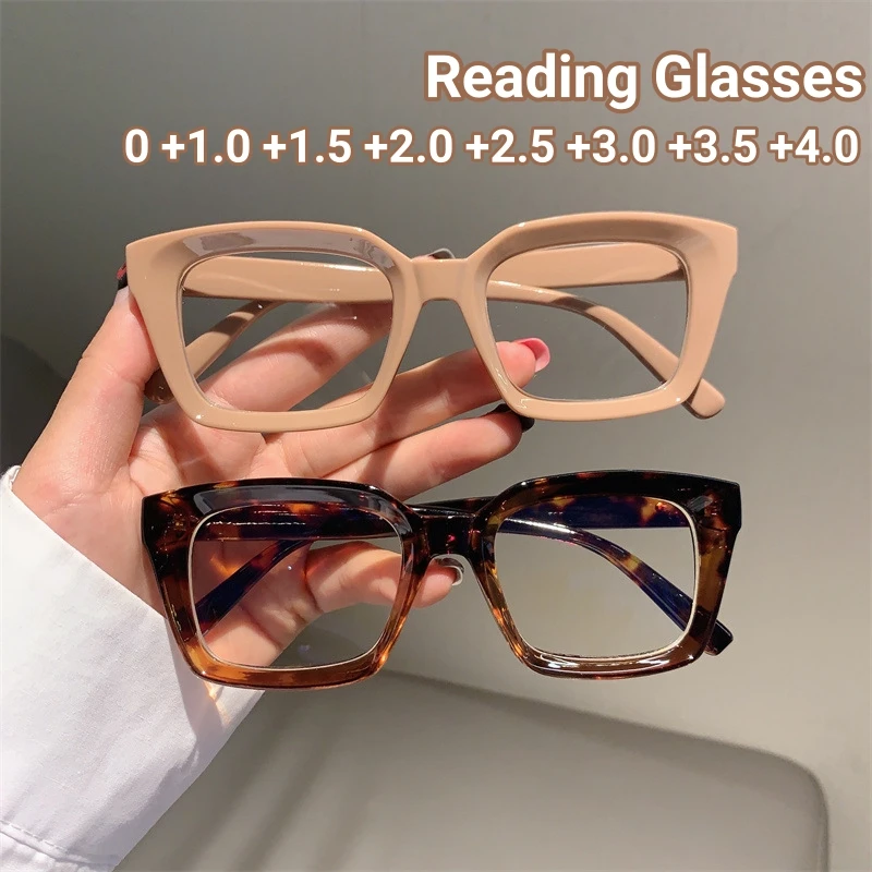 

Oversized Square Reading Glasses Men Women Portable Large Frame Presbyopia Eyeglasses High-definition Eyewear Diopter 0 To +4.0