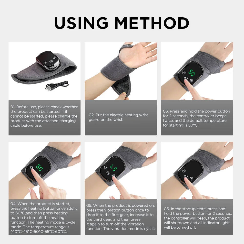 

Electric Wrist Massager Vibration Therapy - Reusable Wrist Support for Carpal Tunnel Pain Relief and Home Use