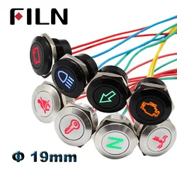 19mm Symbol Indicator Light Pilot Lamp 12V 24V LED Car Boat LED Warning Dashboard Signal Lights Instrument Pilot light