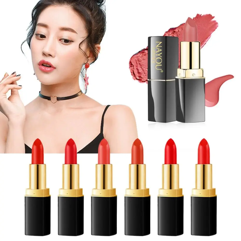 6PCS Waterproof Soft Fog Matte Lipstick Square Tube Non-Fading Lip Gloss Long-lasting Moisturizing Lip Balm Makeup Cosmetics