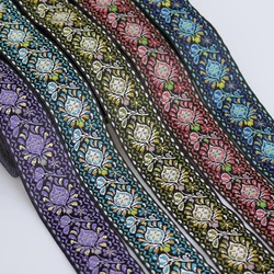 9 Meters 33MM 1.3 INCH Vintage Flowers Ethnic Embroidery Ribbon Boho Lace Trim DIY Clothes Bag Accessories Embroidered Fabric