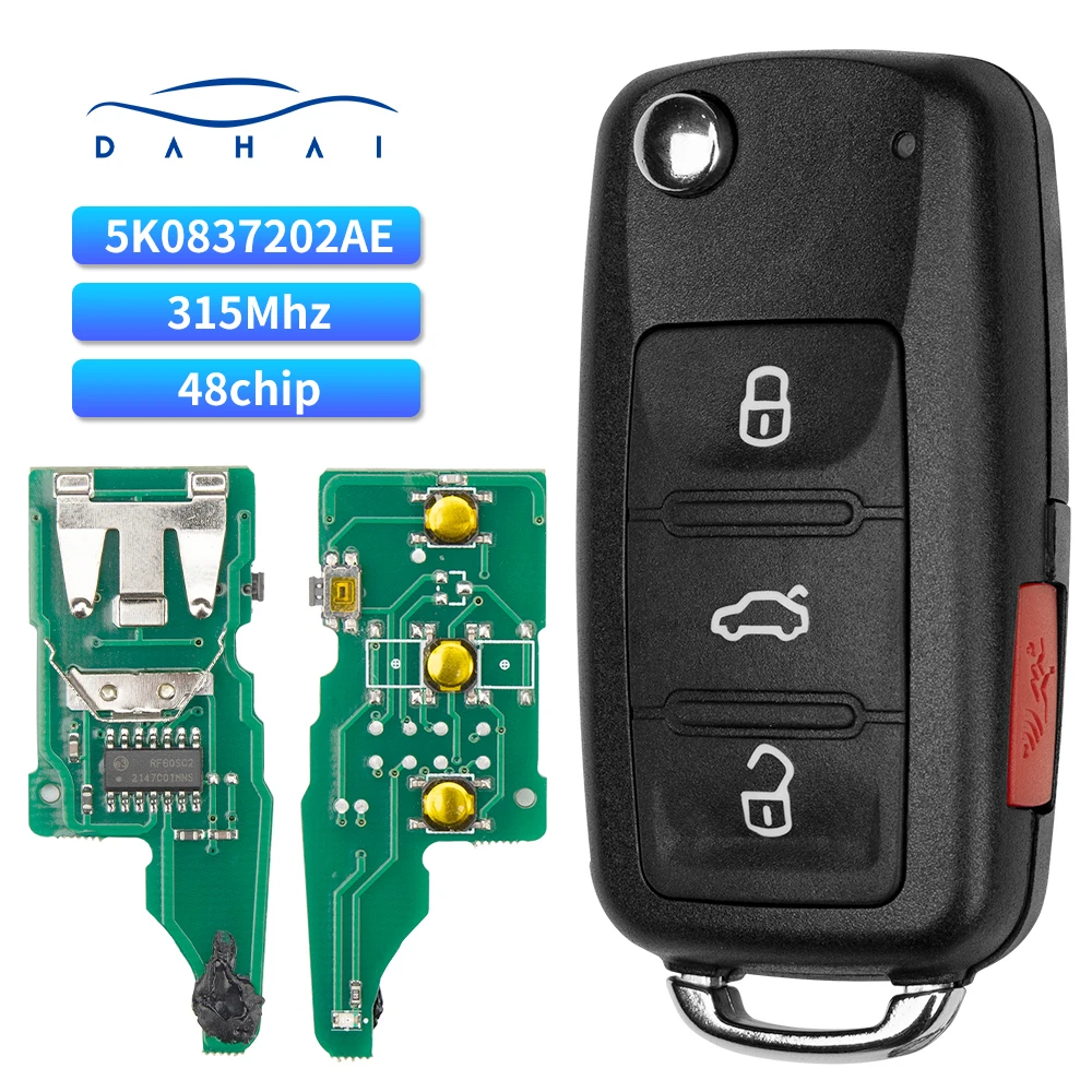 dahai 315Mhz 5K0837202AE  Remote Key for VW Jetta CADDY EOS GTI Golf Passat Tiguan Touran Beetle Transporter Multivan Caravelle