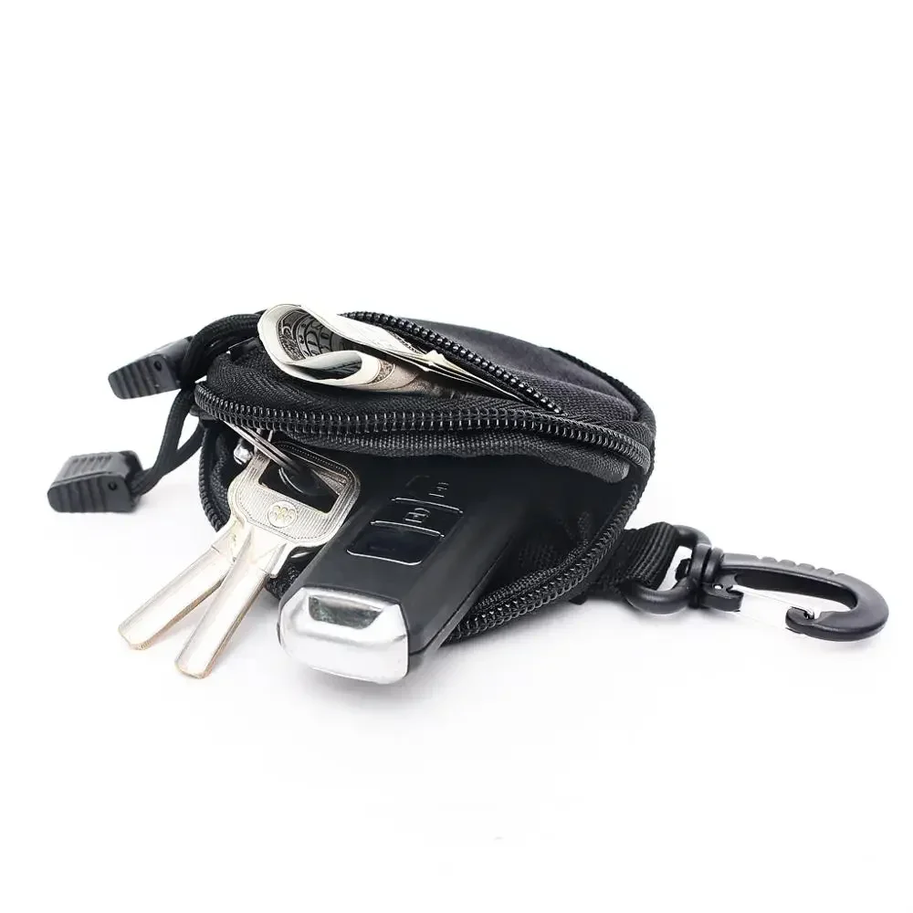 Mini EDC Tool Pouch Keychain Zipper Holder Earphone Key Wallet Coin Purses Utility Outdoor Hiking Hunting Accessories Waist Bag