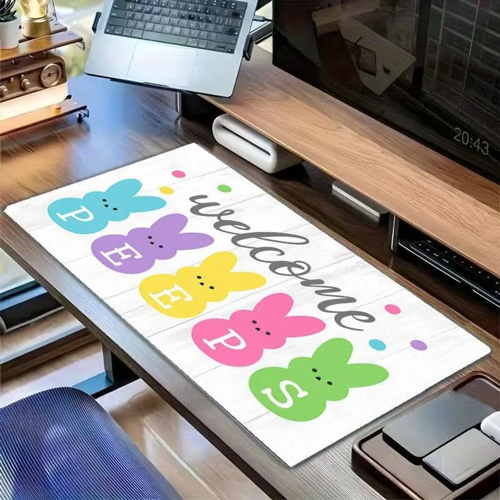 With soft macaron-colored marshmallow rabbits and clover designs alfombrilla ratón mouse pad grande decoração setup gamer