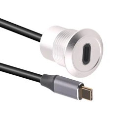 USB USBC  type C Typec  Female to Female F-F  Panel Mount Extention Round Metal Adapter