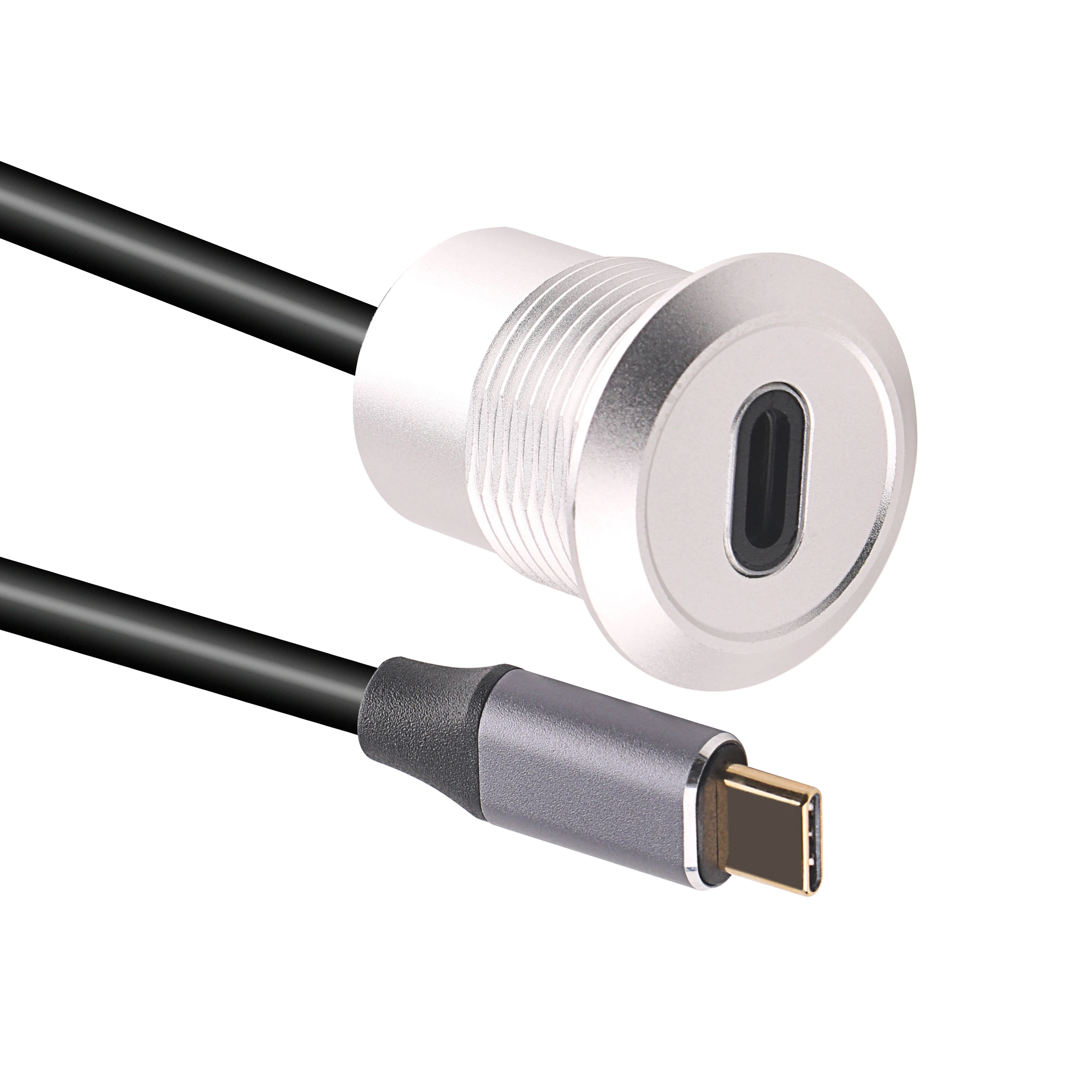 USB USBC typu C Typec żeński na żeński F-F Przedłużenie do montażu panelowego Okrągły metalowy adapter