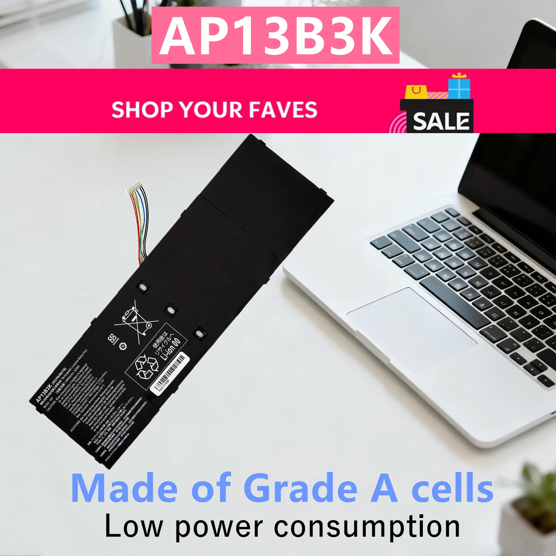 Batería para portátil AP13B3K para ACER Aspire V7-481 V7-482 V7-581 V5-473 V5-452 V5-472 V5-473 V5-552 V5-573 AP13B8K