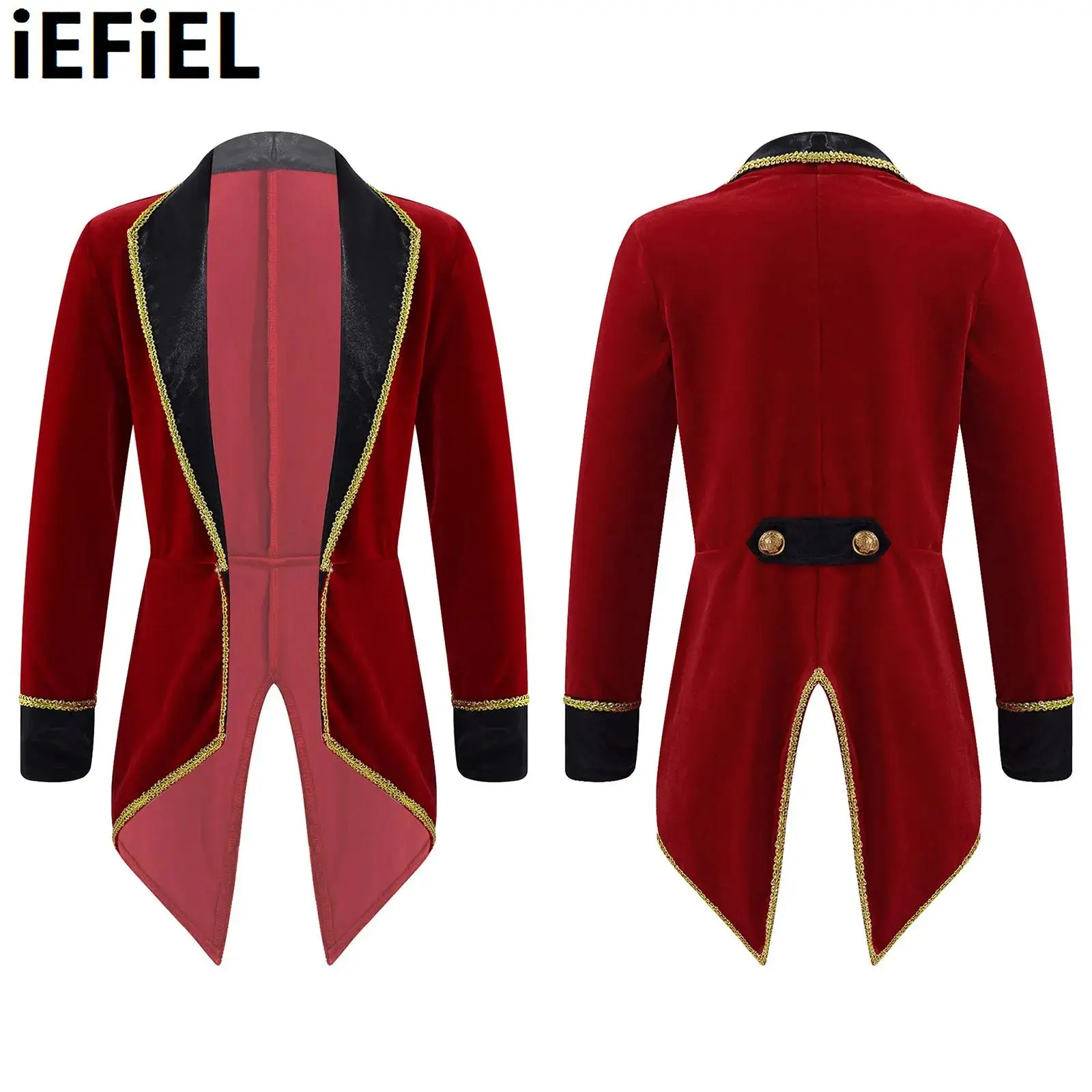 

Kids Girls Showman Role Play Coat Lapel Collar Long Sleeves Tuxedo Coat for Party Performance Costume