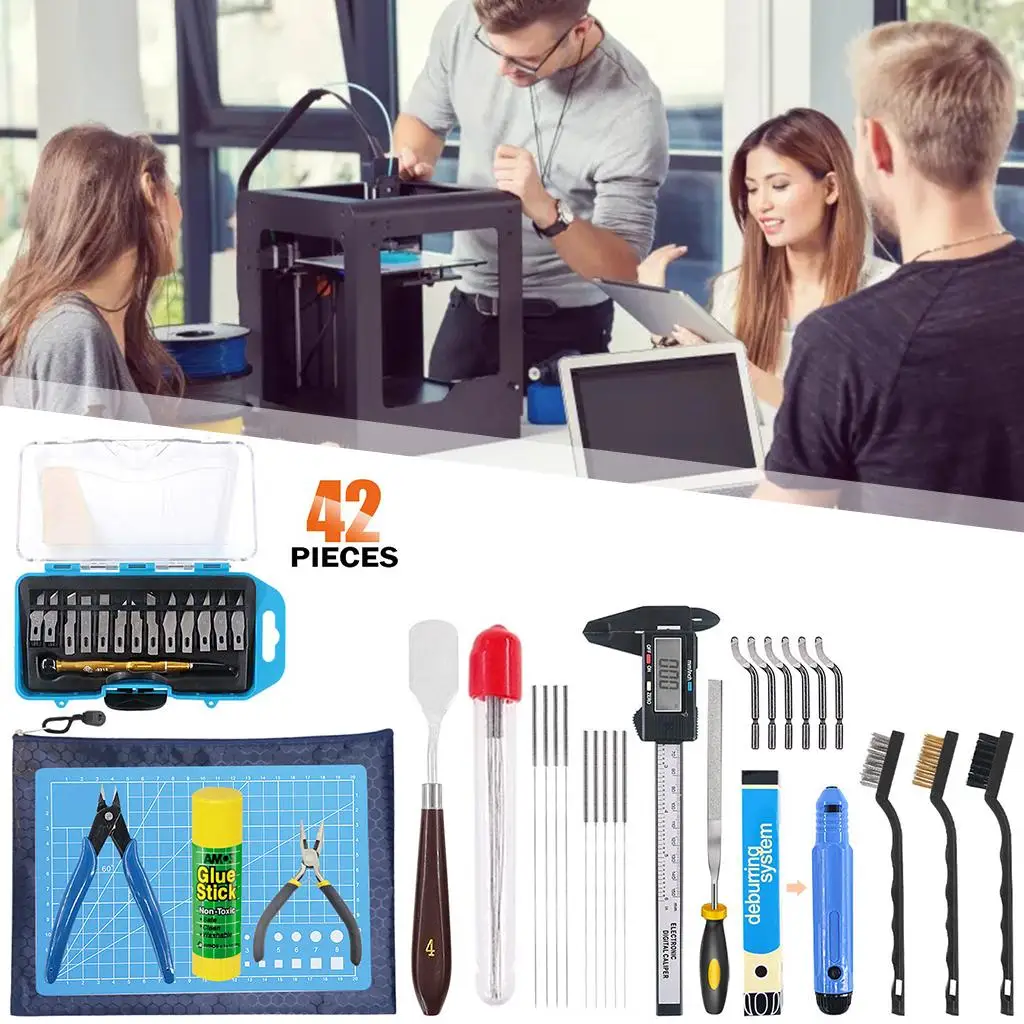 42Pcs 3D Printer Tools Kit DIY Art Knife Set Deburring Printing Accessories Digital Caliper Parts for Precision Carving Paper
