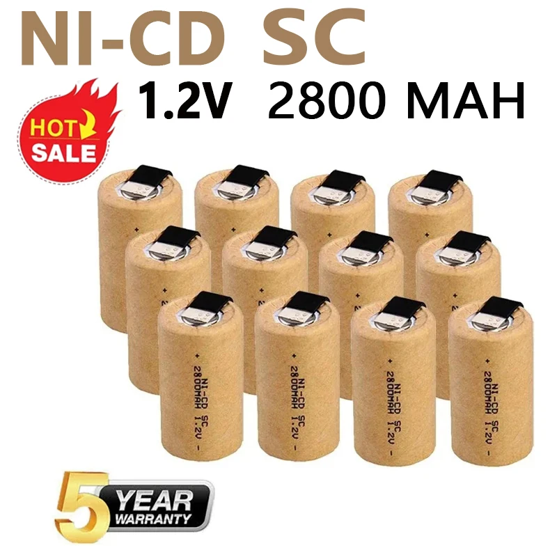 Original Screwdriver Electric Drill .SC Batteries 2800mah 1.2V SC Ni-Cd Rechargeable Battey with Tab Power Tool NiCd SUBC Cells