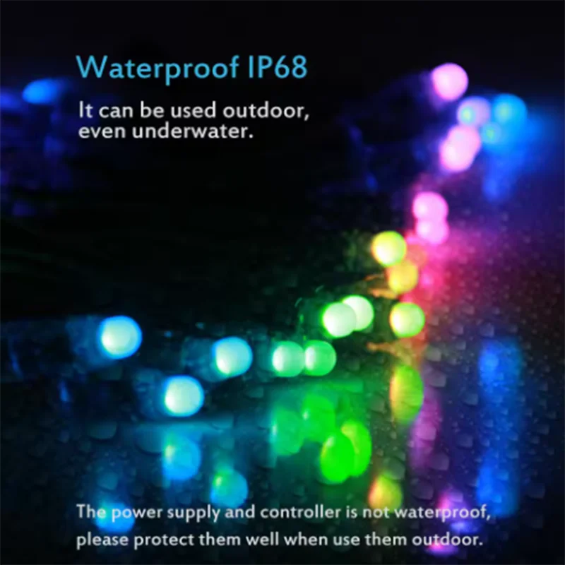 50pcs 12mm WS2811 IC RGB Full Color Pixels USB LED Module Light WiFi Bluetooth-compatible Addressable 5V Waterproof String Lamp