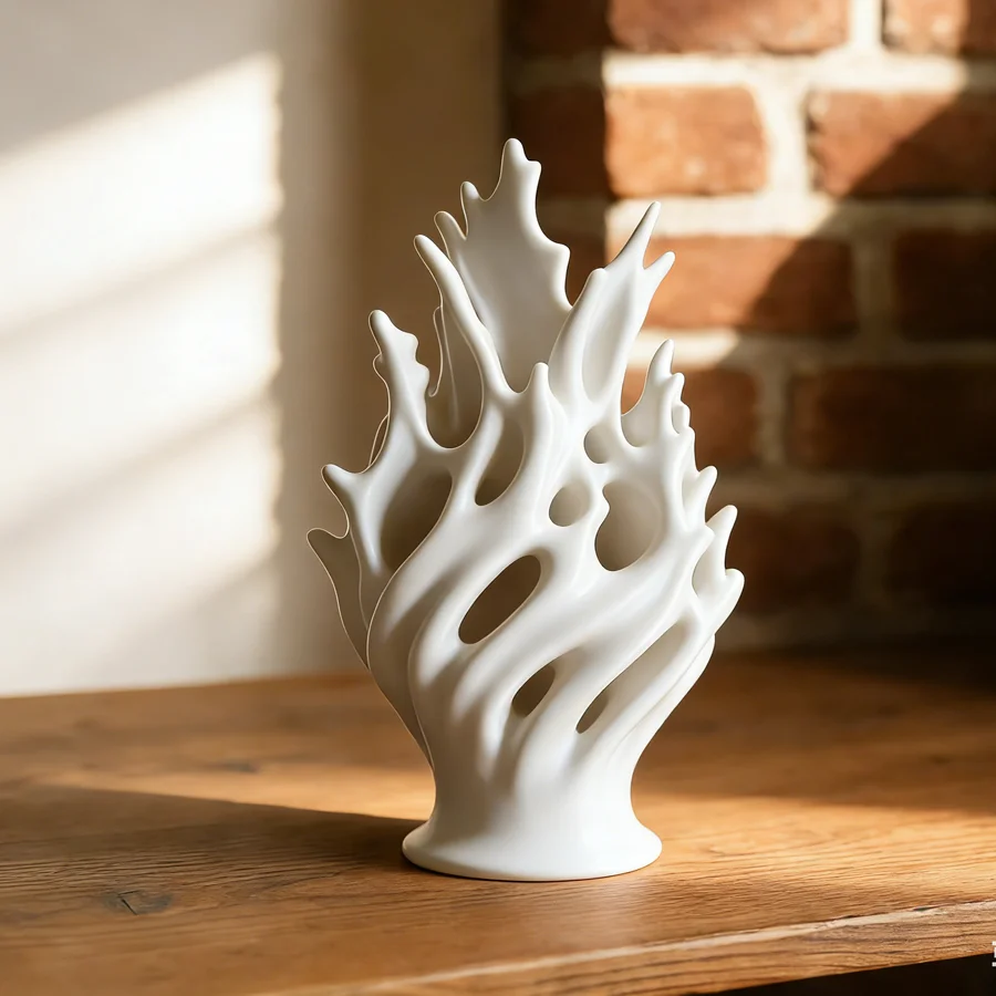 3D Printed Creative Minimalist Home Decoration Vase (1 PC) - Wavy Line Design, Cute Cat Flower Vase