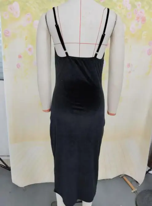 

Women's Dress 2025 Fashion Spring/summer Latest Hot Selling High-End Waist Slimming Mid Length Split Velvet Hip Hugging Dress
