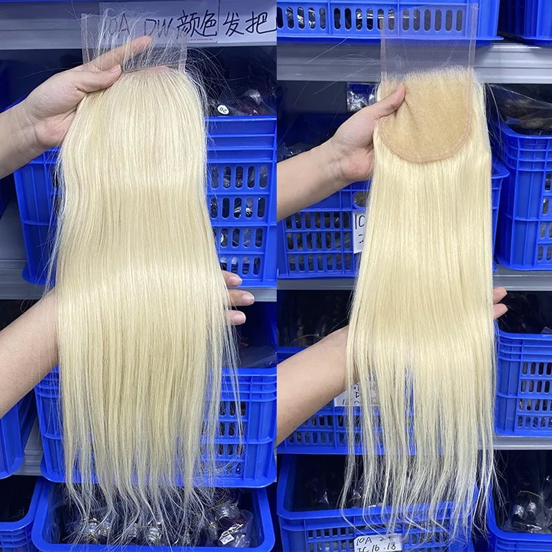 قسط اللون 613 13*4 الدانتيل أمامي الشعر البشري 8-22 بوصة الأذن إلى الأذن الدانتيل الجبهة للنساء البرازيلي عذراء ريمي 4x4 إغلاق الشعر #5