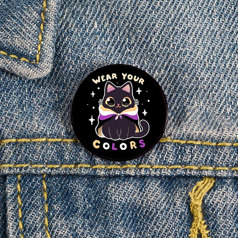 cat Pin Custom cute Brooches Shirt Lapel teacher tote Bag backpacks Badge Cartoon gift brooches pins for women Non Binary Pride