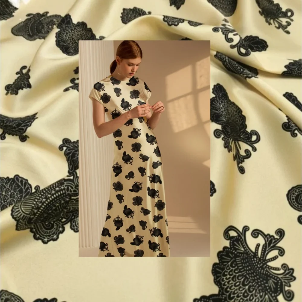 

Mulberry Silk Stretch Double Joe Fabric Brand Fashion Design for Dress Shirt Clothing Sewing Material by the Meter Wholesale