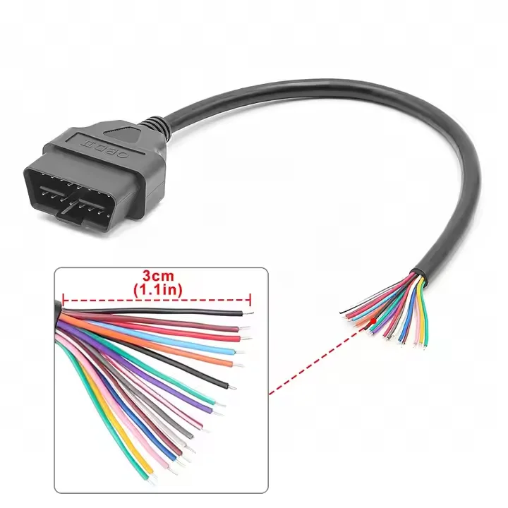 16 Pin OBD2 OBD-II Male Connector to Open Plug Wire OBD Diagnostic Extension Cable Pigtail for DIY view 3