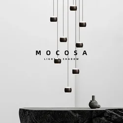 Nordic LED Stair Chandelier Loft Living Room Pendant Lights Bedside Lighting Indoor Droplight Decoration Staircase Hanging Lamps