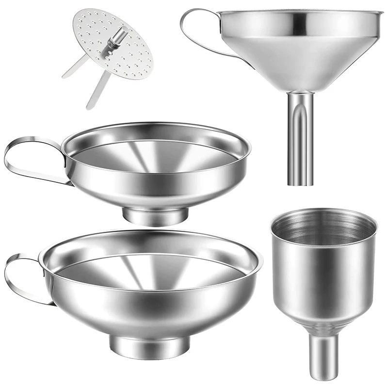 

4 Pack Stainless Steel Kitchen Funnel Is Suitable for Glass Bottle Seasoning Jar for Transferring Liquid