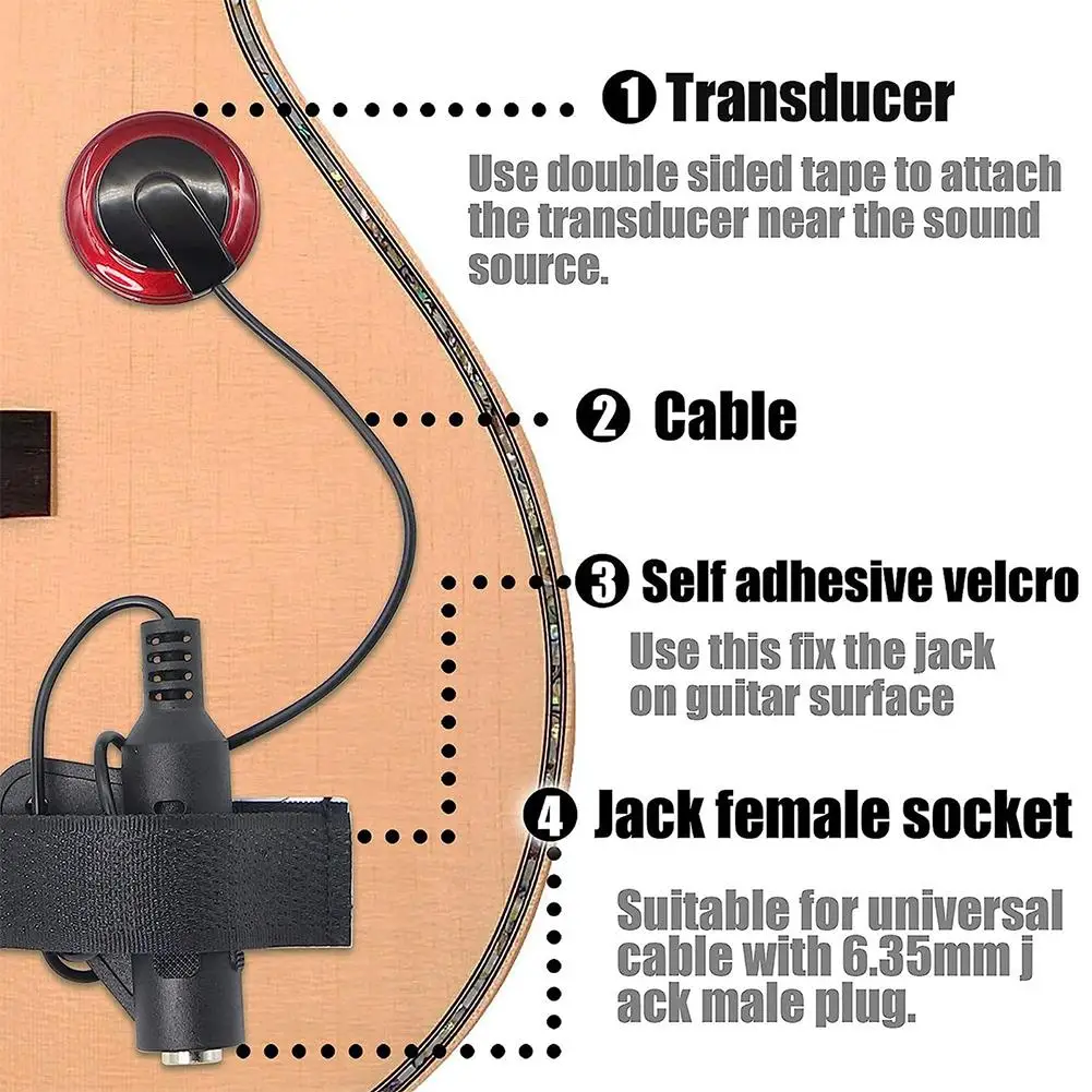 Piezoelectric Contact Microphone Pickup Violin Microphone Pickup Cello Ukulele Mandolin Guitar Microphone Contact Pickup