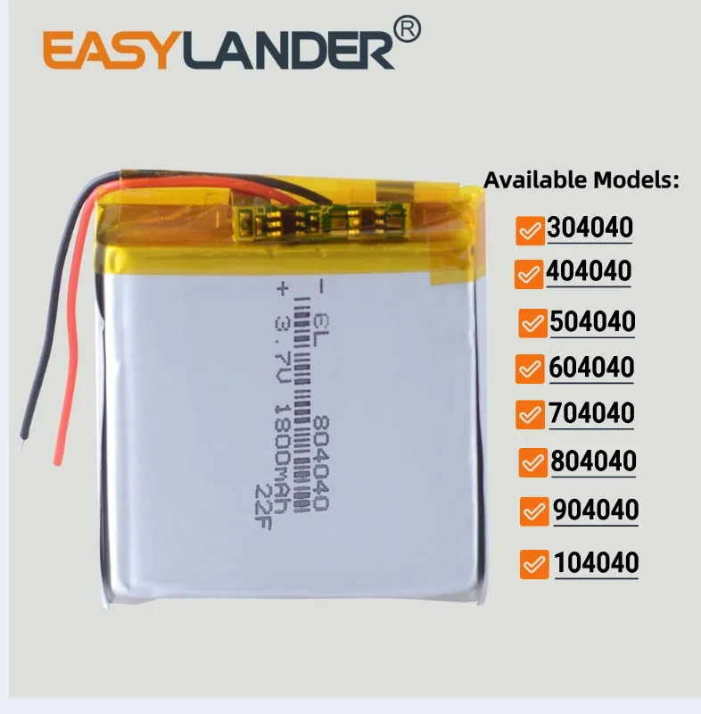 

604040 3.7V 1000mAh Lithium li Polymer Li-ion Rechargeable Battery 304040 404040 504040 704040 804040 904040 104040