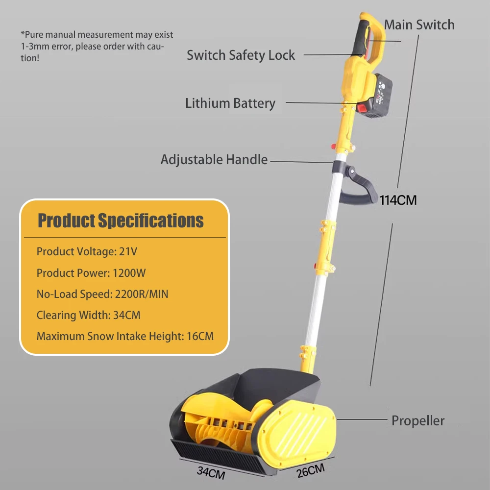 Cordless Electric Snow Blower – Lightweight Battery-Powered Snow Thrower for Driveways, Sidewalks & Walkways, Portable Snow Clearing Tool 5