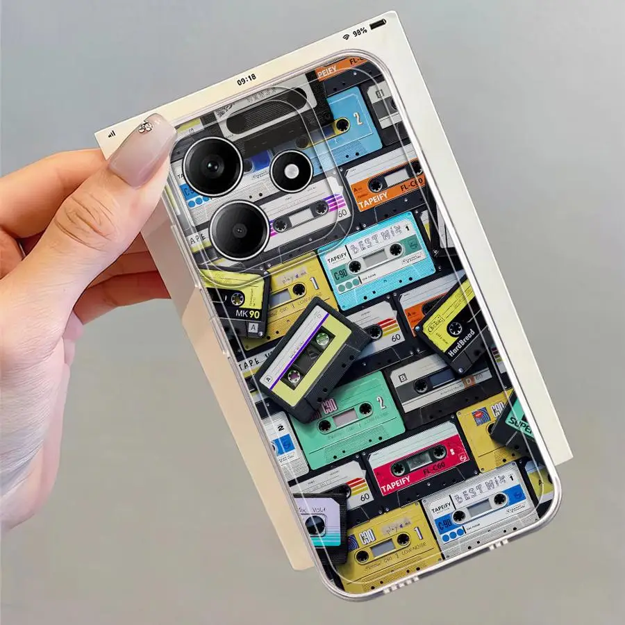 Casing Handphone Motif Lucky Tape Lembut untuk Xiaomi Redmi Note A4 13C 11S 12 9 9S 11 14 Pro Plus 13 14C 12S 10S