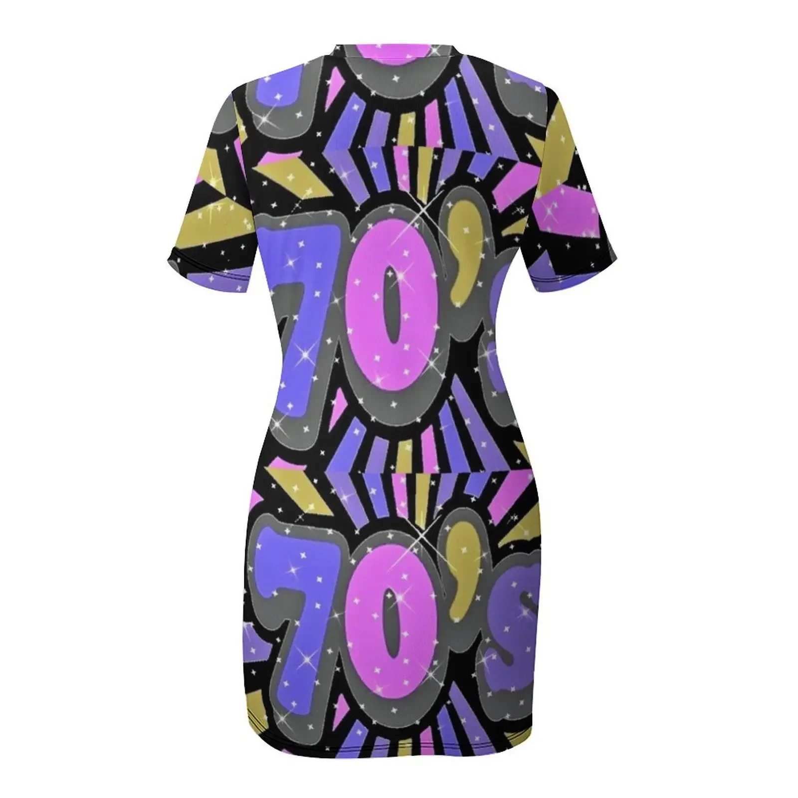 반짝이는 70년대 스타일 반팔 드레스, 2025 여성 롱 드레스, 여름 의류, 시크하고 우아한 여성 드레스