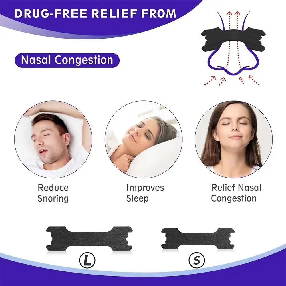 30Pcs Hypoallergenic Nose Strips for Snoring & Congestion, Drug-Free Breathable Nasal Strips, Instant Airway Relief, Comfort Adhesive for Better Sleep & Sports
