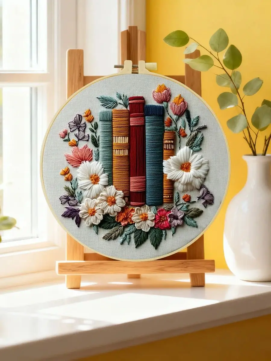 1 Stück 20X20CM/15X15CM 7,87/6,3 Zoll Buch-Stickerei-Starter-Kit DIY-Kit DIY-Stickerei-Set Handarbeiten Malerei Heimdekoration – Detail 6