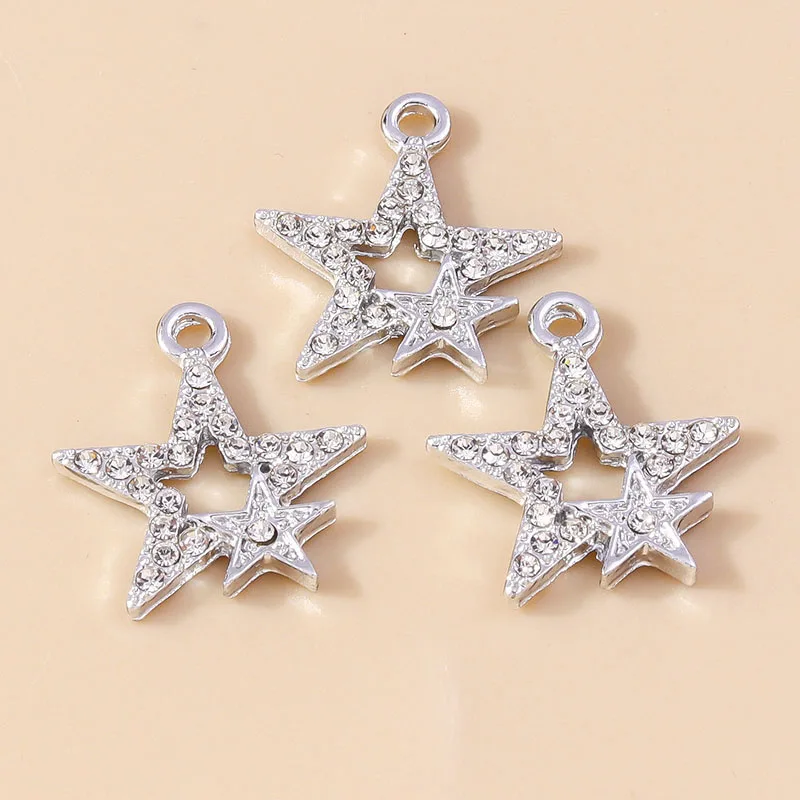 Leslie 10pcs Glorious Crystal Five-pointed Stars Charms Pendants of Necklaces Earrings Charms DIY Jewelry Making Accessories