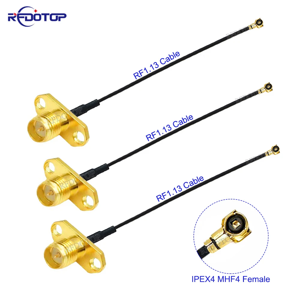 

10Pcs/Lot U.FL 4 to SMA/RP SMA Female 2 Hole Flange Panel Mount RF113 Pigtail WIFI Antenna Extension Cable Jumper