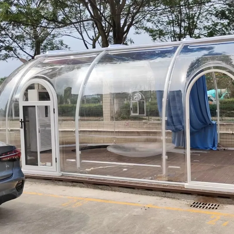 Prefab Bubble House PC Crystal Starry Camping Rooms Bubble Party Fiberglass Geodesic Glass Green Prefab Bubble Room House Dome